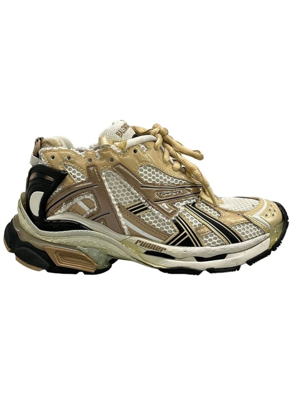 Balenciaga Sneakers Runner White Beige Black Distressed - Picture 4 of 12